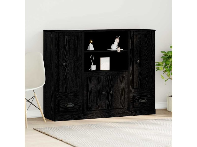 Buffet - highboard chêne noir 132 x 35,5 x 103,5 cm bois d'ingénierie - Conforama B