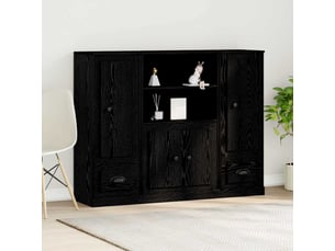 Buffet - highboard chêne noir 132 x 35,5 x 103,5 cm bois d'ingénierie