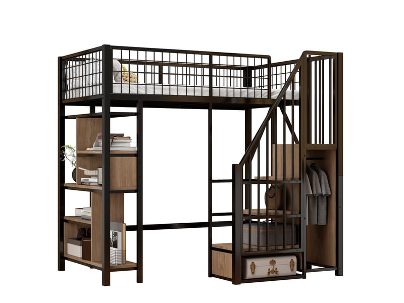  Lit mezzanine 90x200 cm coloris noir métal lit enfant noir - Conforama A