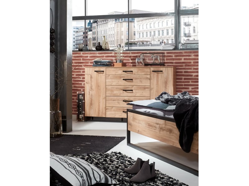 Commode industrielle 139 cm coloris chêne michigan - Conforama B