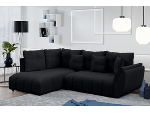 Canapé d'angle réversible convertible <strong>AX LIVING </strong> <strong>Corleone</strong> 4 places Velours noir avec coffre de rangement