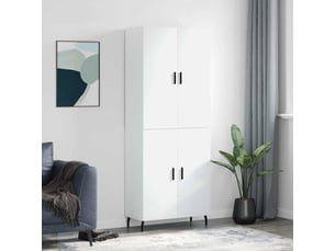 Buffet haut - bahut - meuble de rangement blanc 69,5x34x180 cm bois d'ingénierie