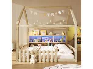 Lit cabane 140x190 cm coloris naturel