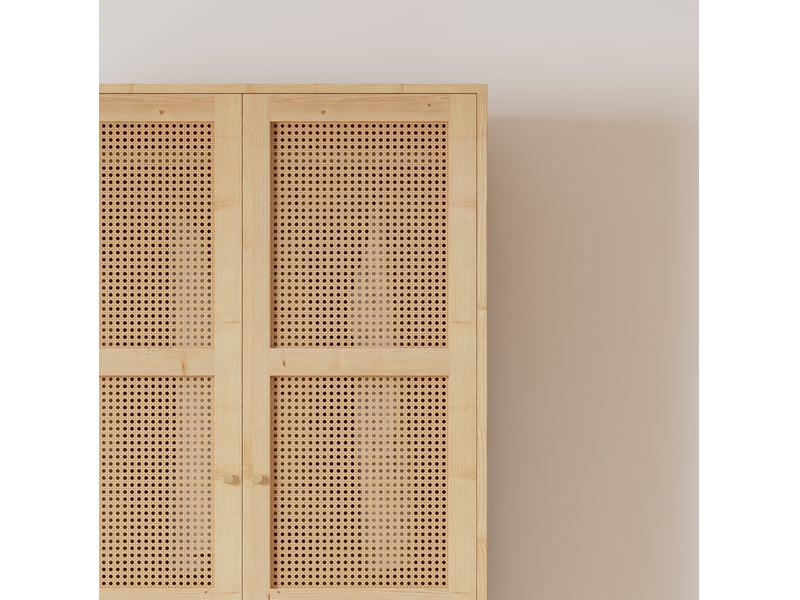  Armoire 2 portes avec penderie et coffre bas pour chambre en panneaux de particules 90×45×183 cm naturel  - Conforama D