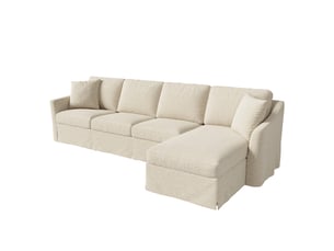 Canapé d'angle droit fixe  Fay Lum 4 places Coton / Lin beige avec coffre de rangement
