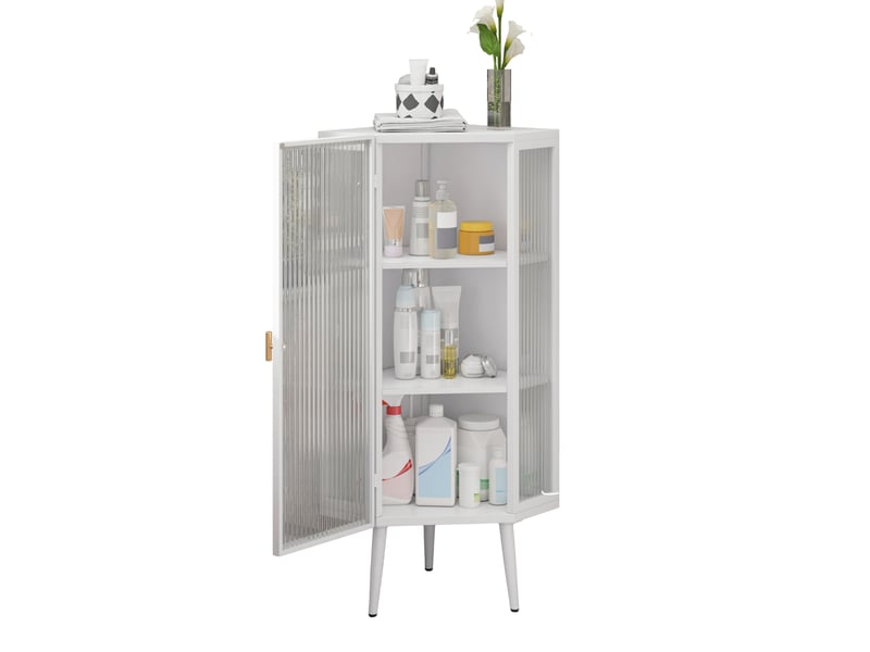 Colonne de salle de bain d’angle 3 niveaux en verre trempé 110 cm homvra - Conforama A
