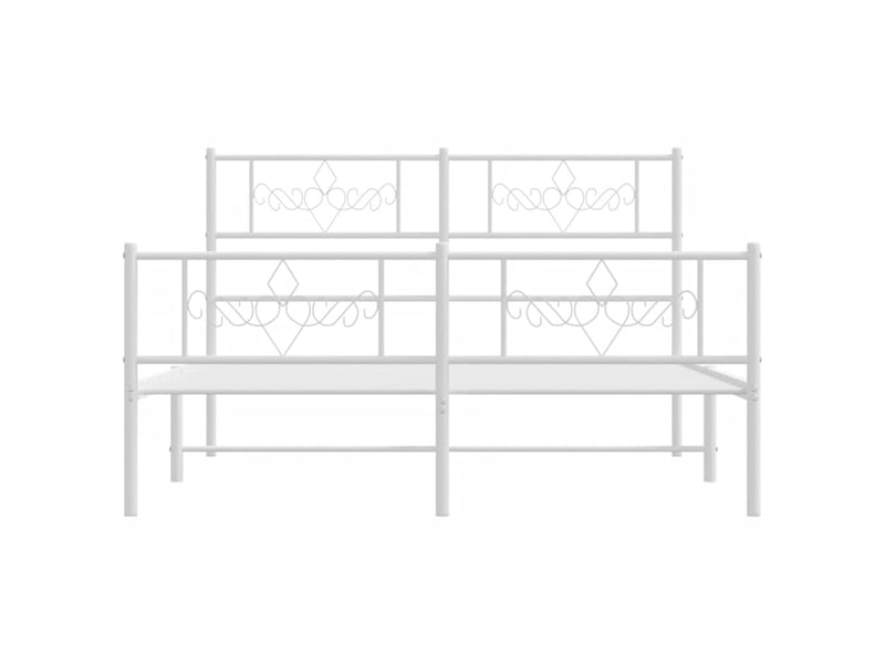  Lit double- lit adulte -  cadre de lit métal sans matelas et pied de lit blanc 120x200 cm  - Conforama D