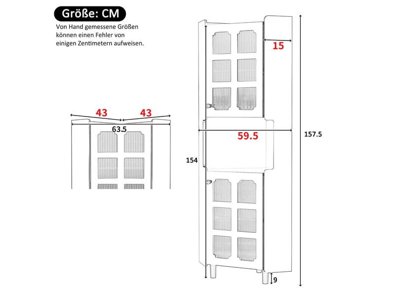  Meuble d'angle avec led 10 couleurs, 2 portes vitrées et niche ouverte pour salon, en mdf blanc, 63,5 × 157,5 cm  - Conforama E