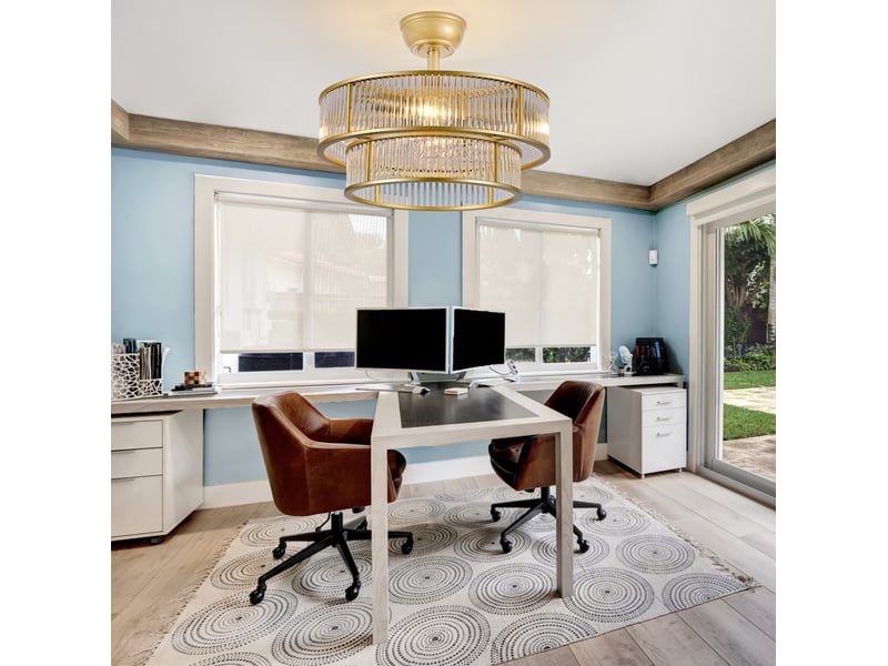  Ventilateur de plafond décoratif 19 pouces en abs doré et verre, contrôle apptélécommande, 6 vitesses  - Conforama B