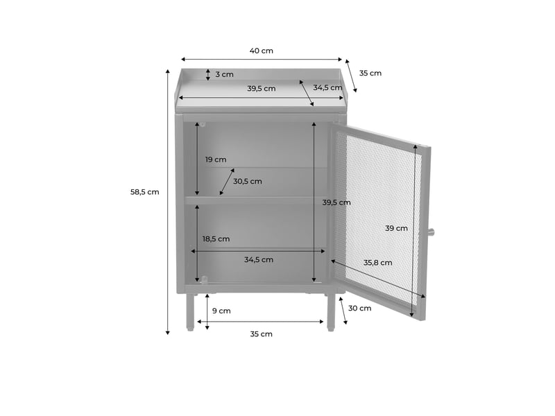  Lot de 2 tables de chevet industrielles métal bordeaux 1 porte grillagée. 40 x 37 x 58.5 cm - ohio  - Conforama D