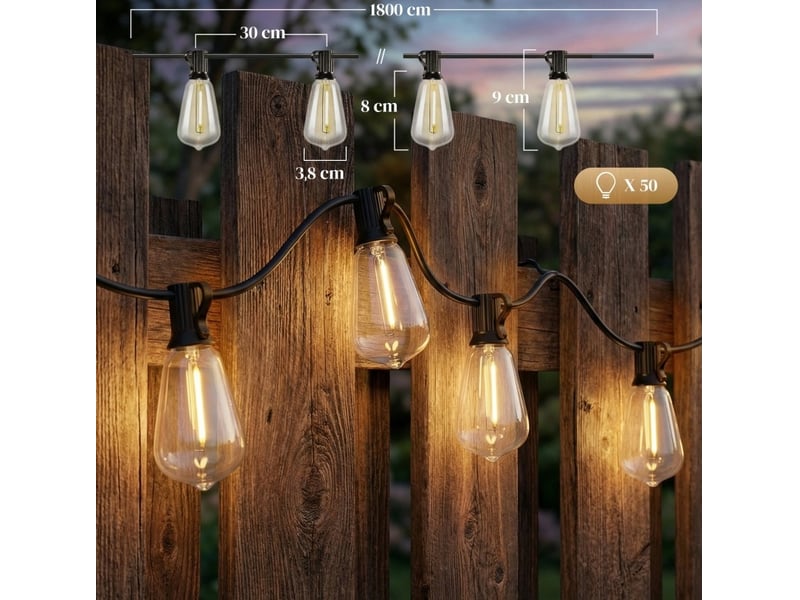  Guirlande lumineuse led 18 m en plastique connectable noire chicfurn  - Conforama D