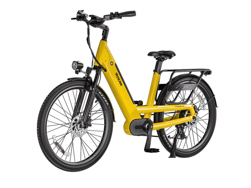  Vélo électrique vitilan l5,500w 48v 15ah,26*2,4 pneus larges kenda frein à disque hydraulique shimano 7 vitesses,jaune  - Conforama A