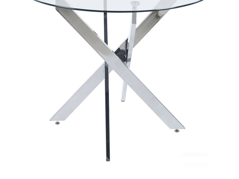 Table à manger ronde 80x80x75 cm en verre trempé et métal argenté - Conforama E