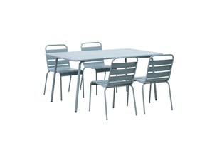 Ensemble table de jardin + 4 chaises en métal bleu gris - baca