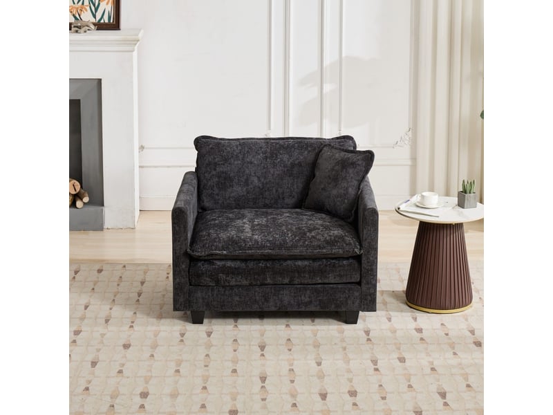 Fauteuil canapé cloud 1 place modulable - assise ergonomique ultra confortable salon - 107x75x84 cm - en tissu chenille noir - Conforama C