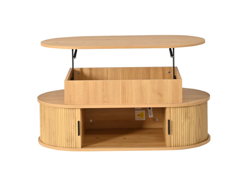  Table basse ovale relevable avec rangement, table salon en mdf coloris bois, 100x50x40 cm  - Conforama D
