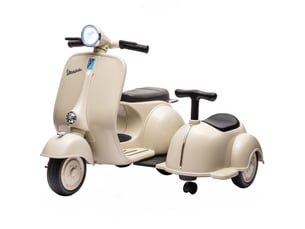Moto électrique pour enfants, vespa 6v homologuée, 2 places, couleur crème