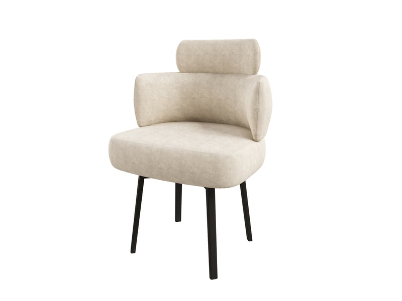  Chaise de salle à manger pivotante 360° 56,5x54x89 cm en chenille blanc crème  - Conforama A