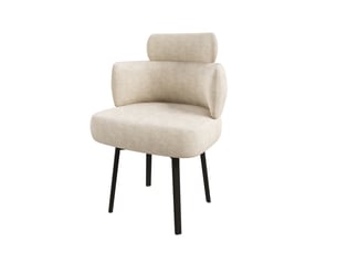 Chaise de salle à manger pivotante 360° 56,5x54x89 cm en chenille blanc crème