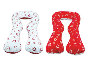 Coussin à usages multiples coeurs blancs sur fond rouge - coeurs rouges sur f