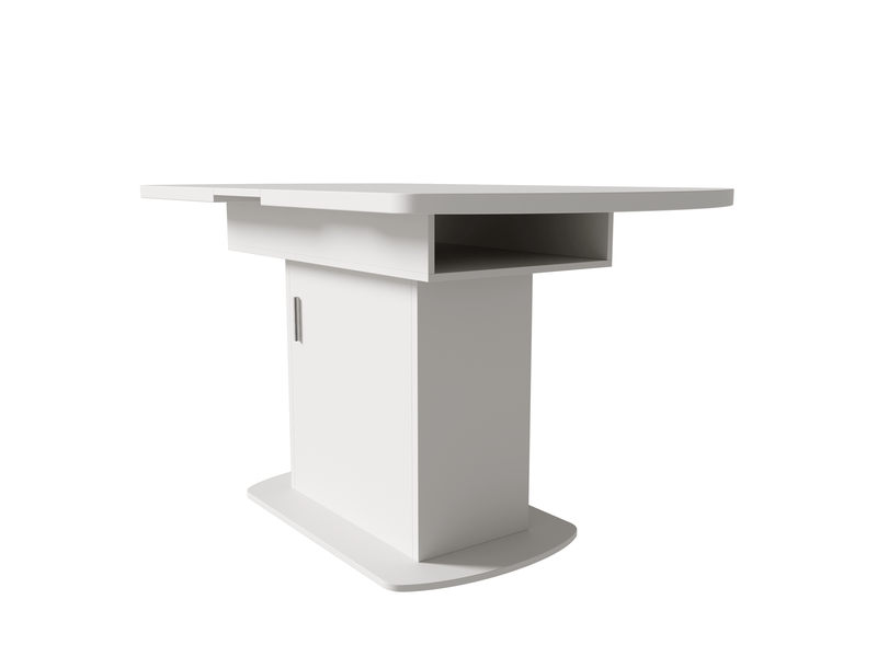  Table à manger extensible ovale 110130 cm avec rangement intégré blanc  - Conforama W