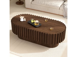 Table basse ovale coloris bois foncé <strong></strong> <strong>Fay Lum</strong> - 50 cmx100 cm