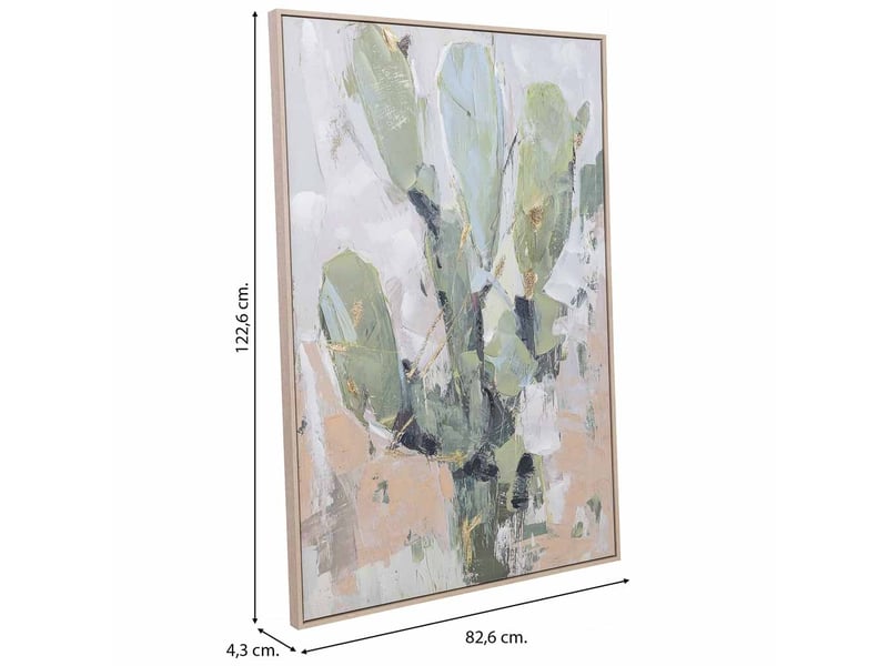  Tableau peint à la main avec cadre en bois vert clair 83x4x123h cm  - Conforama C