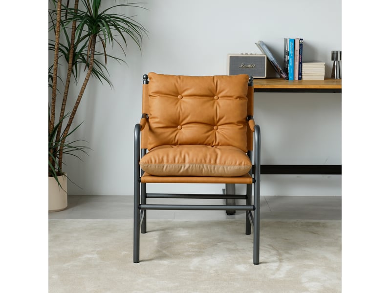  Fauteuil d’appoint,60x62x90 cm,avec accoudoirs,cuir pu,marron  - Conforama D