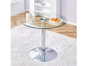 Table de bar ronde 85x85x76 cm transparente en métal argenté