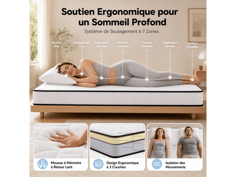  Matelas 140x200 - matelas 2 places épaisseur 15 cm - matelas pour adulte enfant Mousse - Conforama C