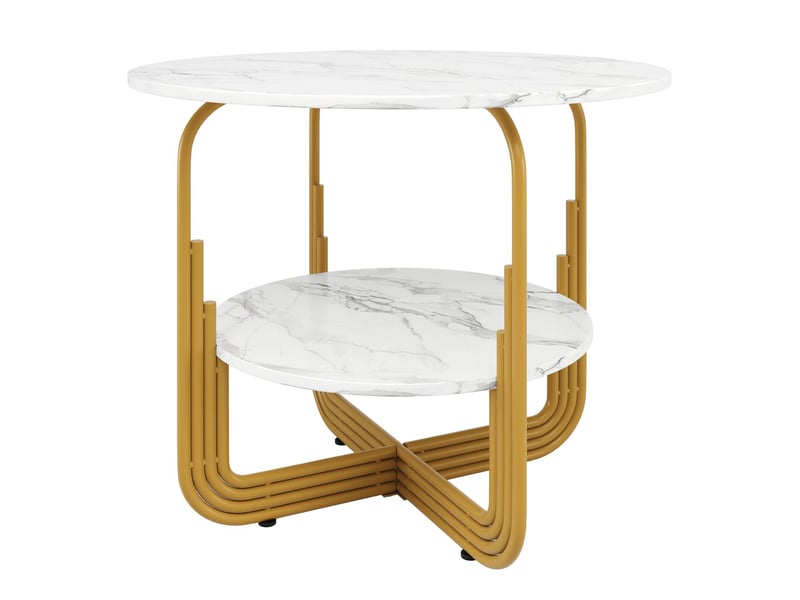  Table de cuisine 80x80, plateau marbre mdf table à manger, rangement intégré, pieds réglables  - Conforama A