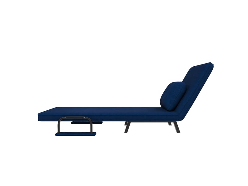  Fauteuil relax convertible avec dossier réglable 5 positions et supports dépliables en chenille bleue 60 × 60 cm  - Conforama D