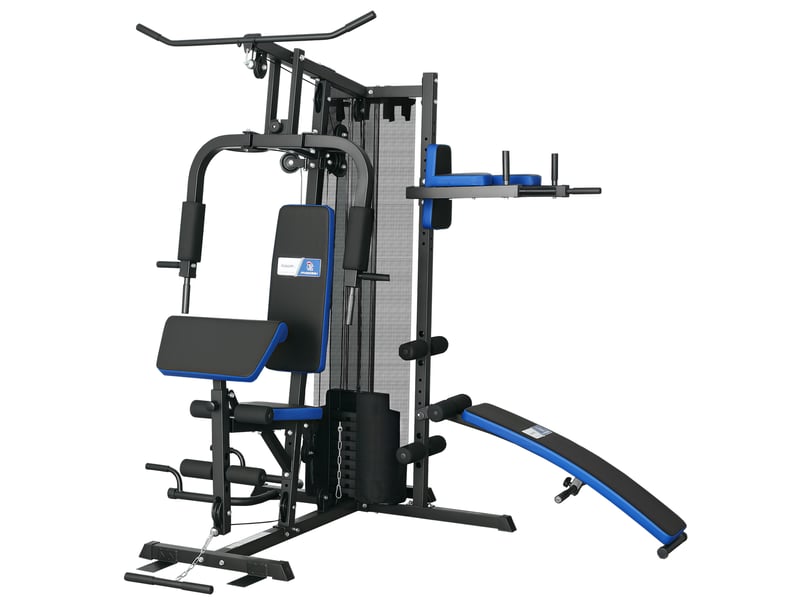 Station de musculation multi-équipement - collaboration aosom.fr x ffhandball - 10 contrepoids - bleu  - Conforama A