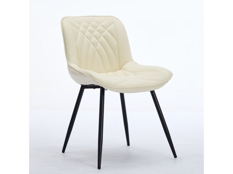  Ensemble de 2 chaises ergonomiques en pu perforé, couture 3d, pieds croisés métal – cuisine et salle à manger – 1877cr  - Conforama A