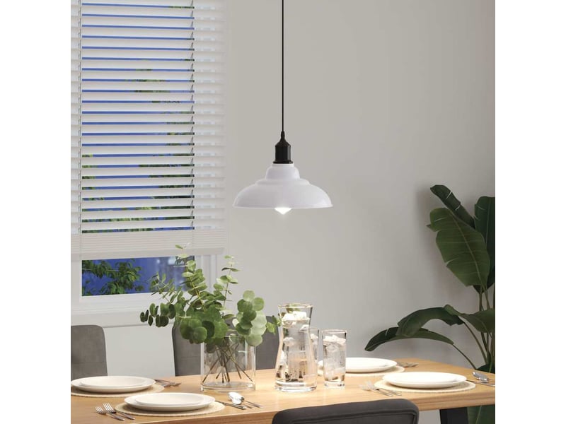 Lampe suspendue, suspension luminaire réglable hauteur e27 blanc brillant ø31cm métal - Conforama D