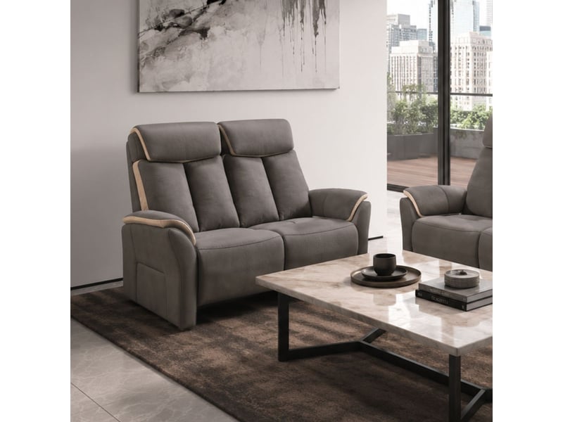  Canapé 2 places fixe new nobuck gris foncé et beige - odeon ODEON - Conforama B