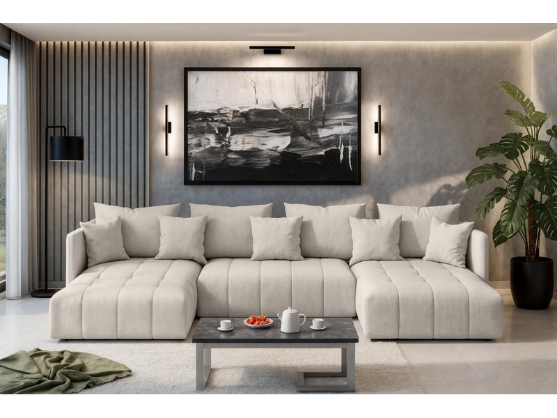 Canapé panoramique beige veliro canapé en u 353 cm de large VeliroU - Conforama B