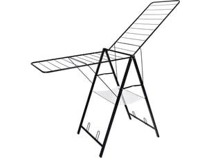 Étendoir à linge pliant avec ailes réglables 104,5 x 171 x 58 cm capacité 12 kg pratique design en acier noir 13_0018995