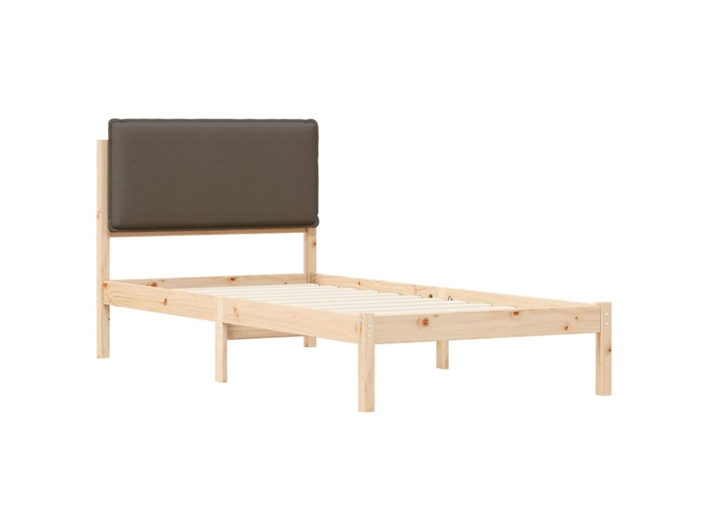  Lit simple- lit adulte -  cadre de lit avec tête de lit rembourrée taupe 100 x 200 cm  - Conforama C