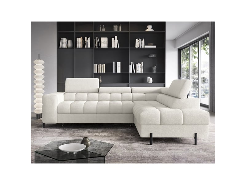 Canapé convertible blanc alpin ferrum 5 places angle droit avec couchage 276x93x200cm - Conforama E