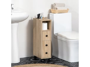 Support papier toilette - porte-papier toilette - 3 niveaux + sortie papier panneaux aspect chêne clair - armoire pour toilette