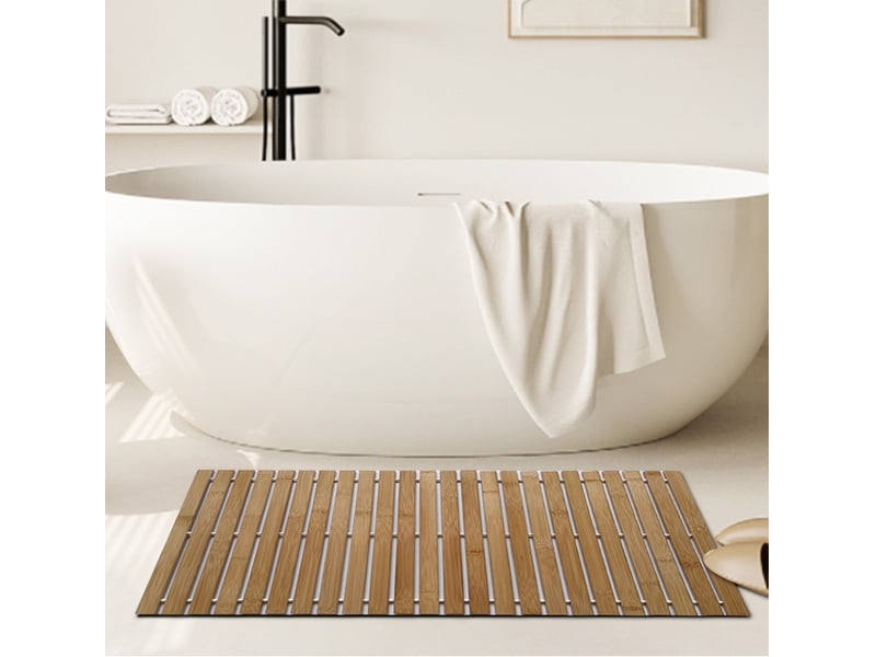  Tapis de sol antidérapant en bois d'acacia caillebotis salle de bain 60x40cm  - Conforama B