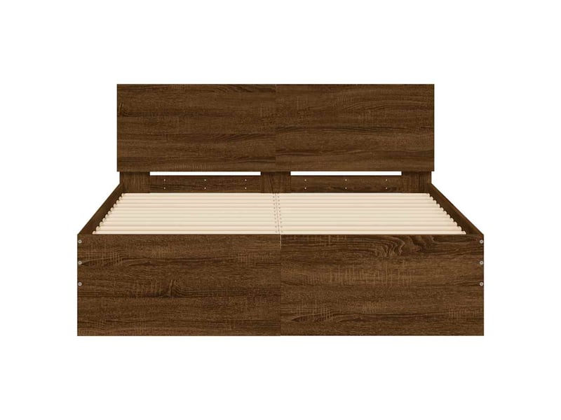  Lit double- lit adulte -  cadre de lit sans matelas chêne marron 135x190 cm  - Conforama D