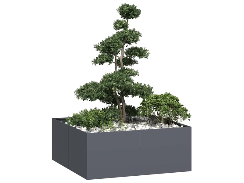 Jardinière - bac à fleurs anthracite 100x100x40 cm acier - Conforama B