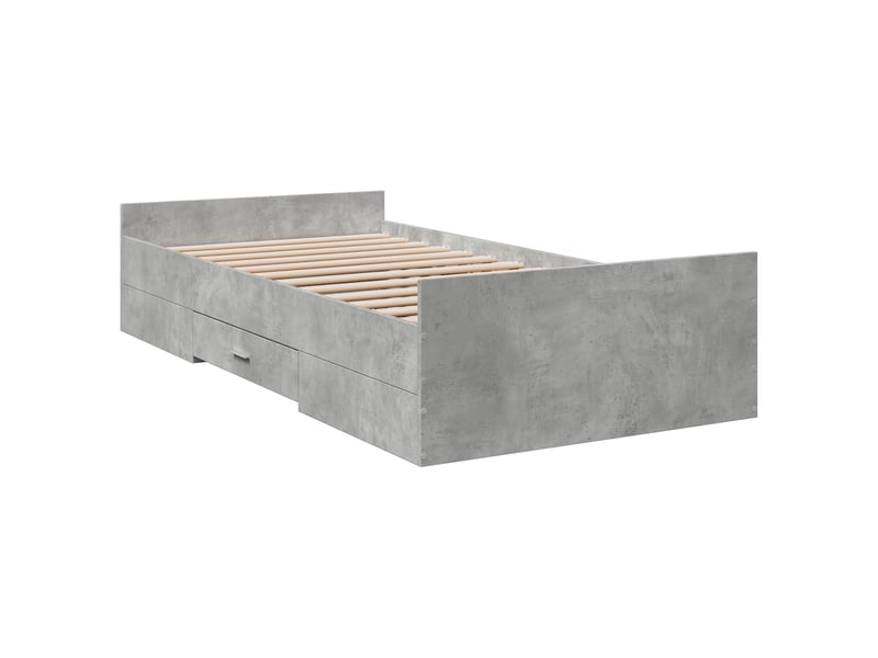  Lit simple- lit adulte -  cadre de lit avec rangement avec tiroir gris béton 80 x 200 cm  - Conforama B