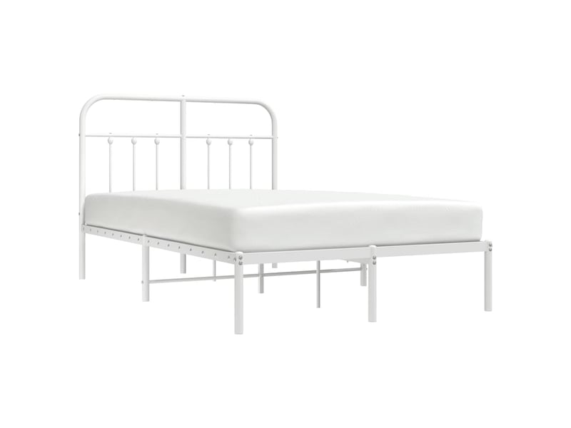  Lit double- lit adulte -  cadre de lit métal sans matelas et tête de lit blanc 120x190 cm  - Conforama D