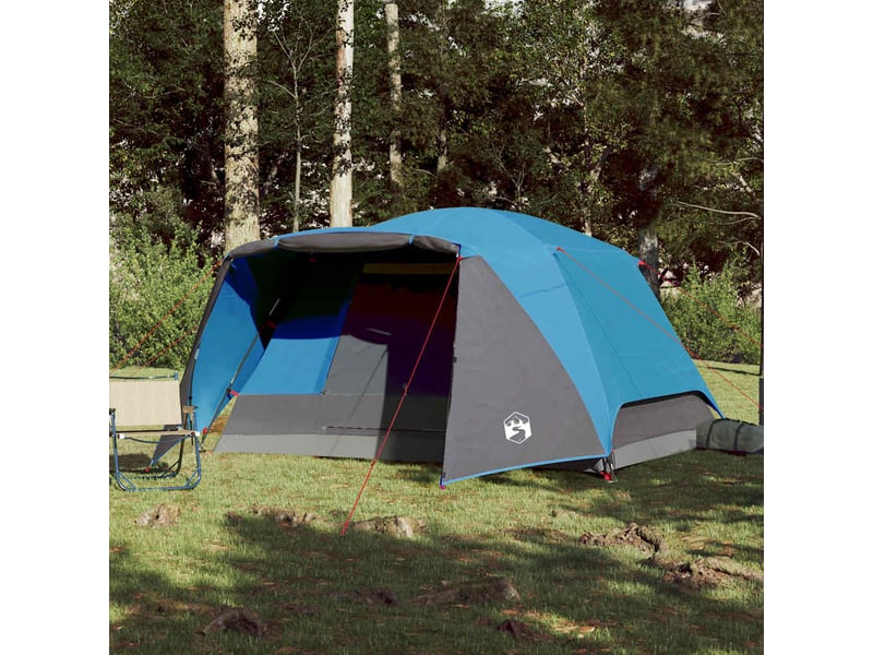Tente de camping, tente familiale avec porche 6 personnes bleu imperméable shl82559 - Conforama C