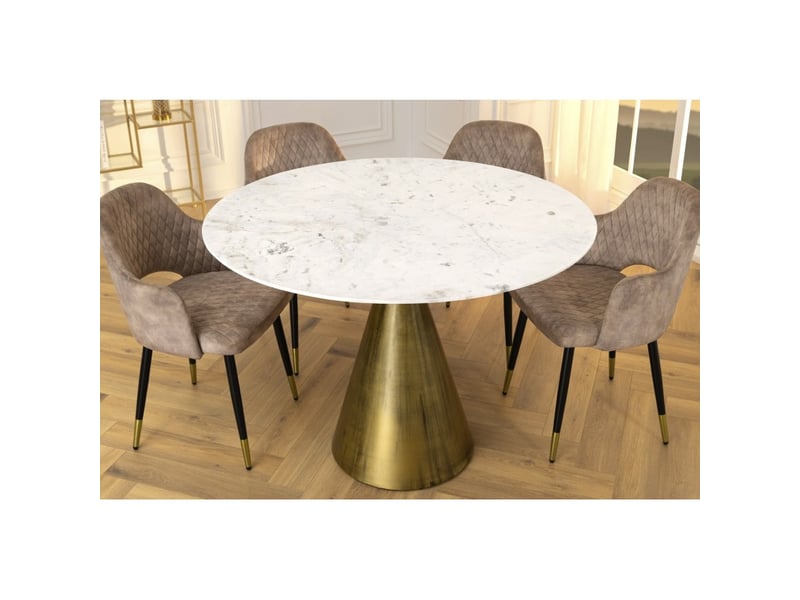  Table ronde solea – marbre blanc et pied or – chic et moderne  - Conforama D