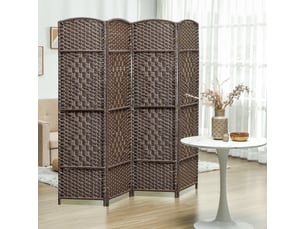 Paravent intérieur en bois 4 panneaux séparateur de pièce pliable pour salon chambre 180 x 180 cm marron