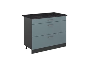 Vicco meuble cuisine, bleu-grisanthracite, 100cm plan de travail anthracite